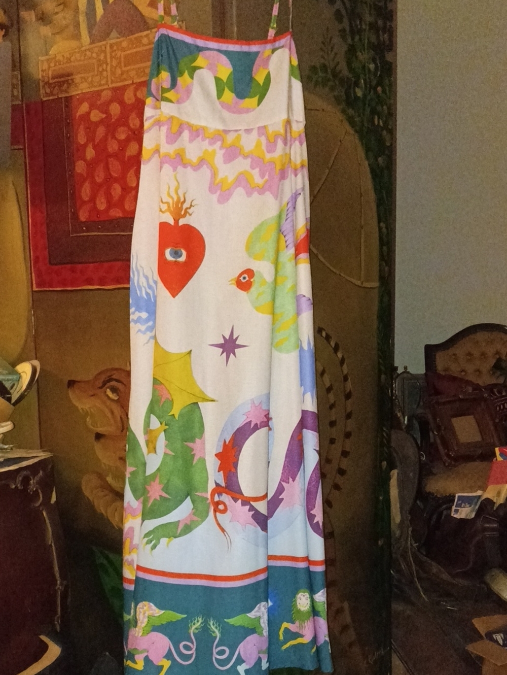 Colorful Mystical & Heart Print Maxi Sun Dress